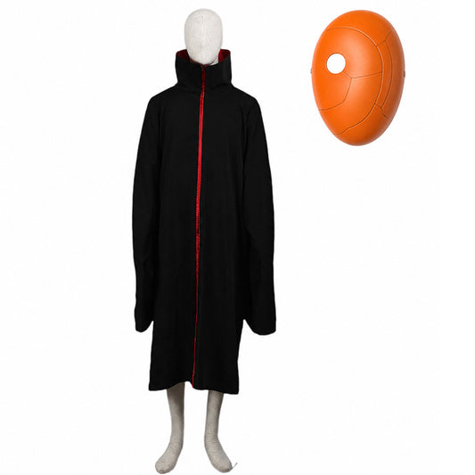 Red Clouds Version Available - Anime Orange Spiral Mask Ninja Cosplay Cloak with Mask for Adults Kids