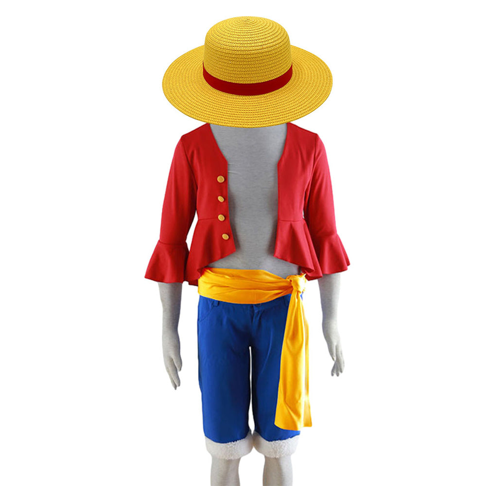 Anime Pirate Captain Cosplay Costume Kit with Hat for Adults and Kids