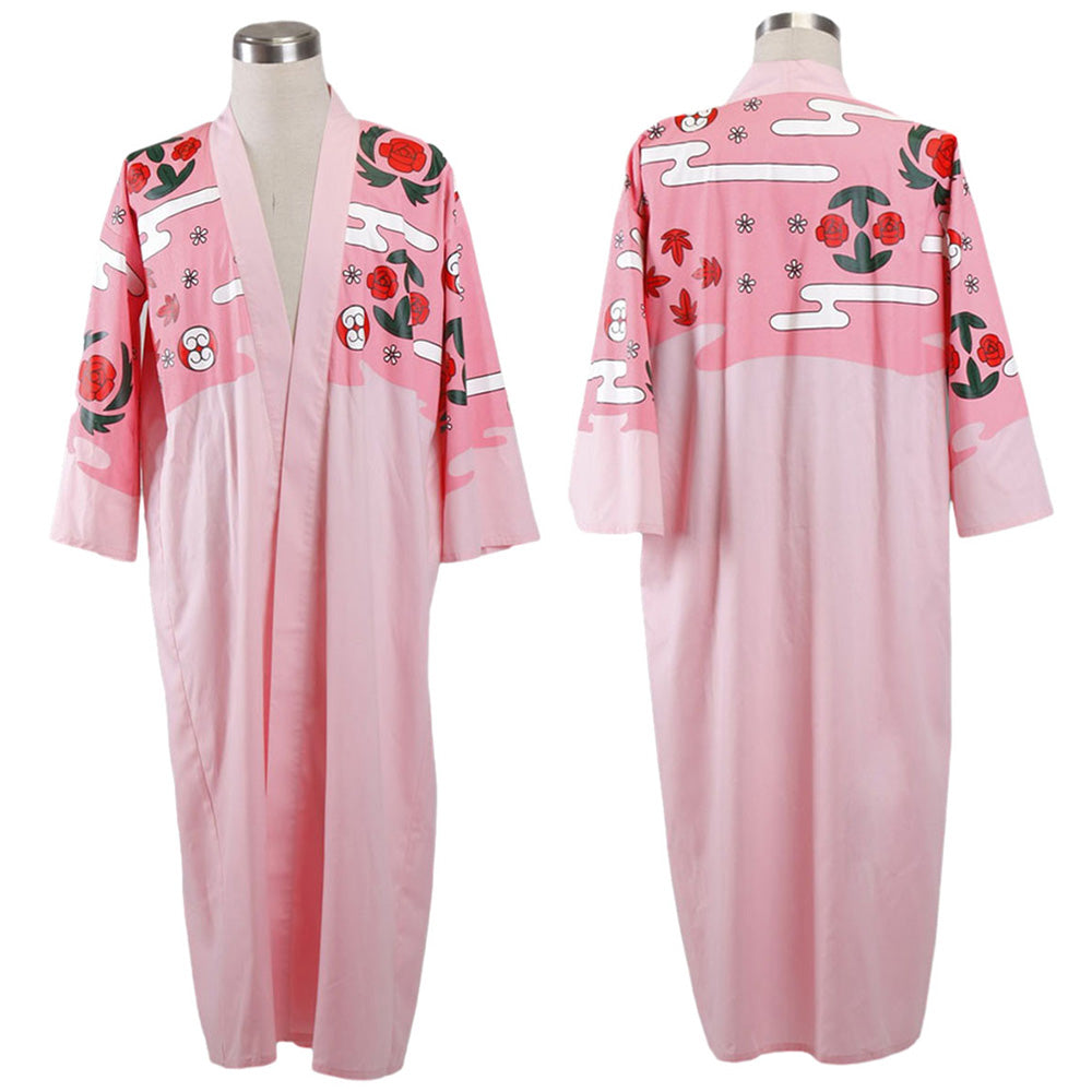Pink Floral Kimono Cloak Long Cardigan Robe Outwear Only