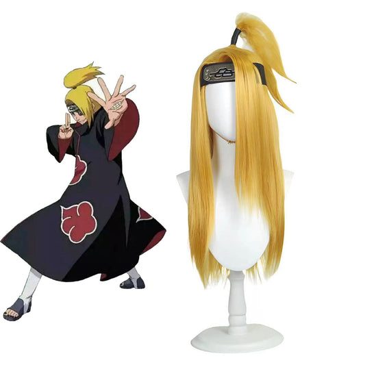 Anime Naruto Costume Deidara Cosplay Wig with Classic Ninja Headband