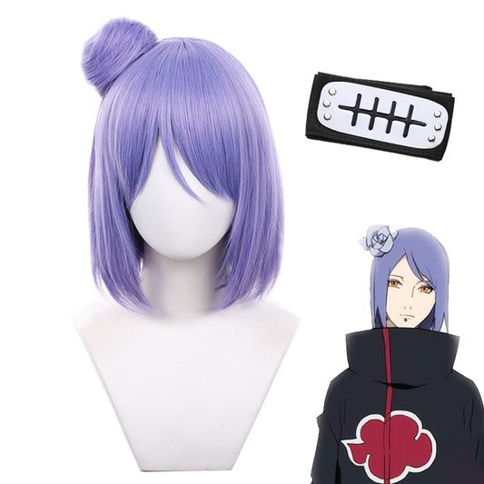 Naruto Costume Paper Angel Konan Cosplay Wig with Classic Ninja Headband