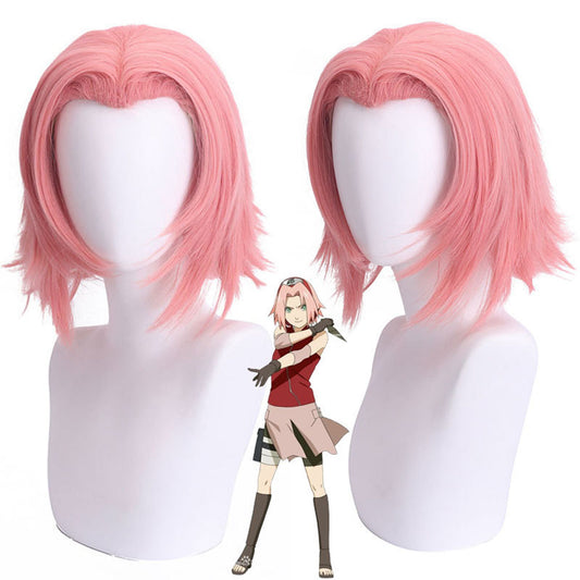 2PCS Anime Naruto Costume Sakura Cosplay Wig with Headband