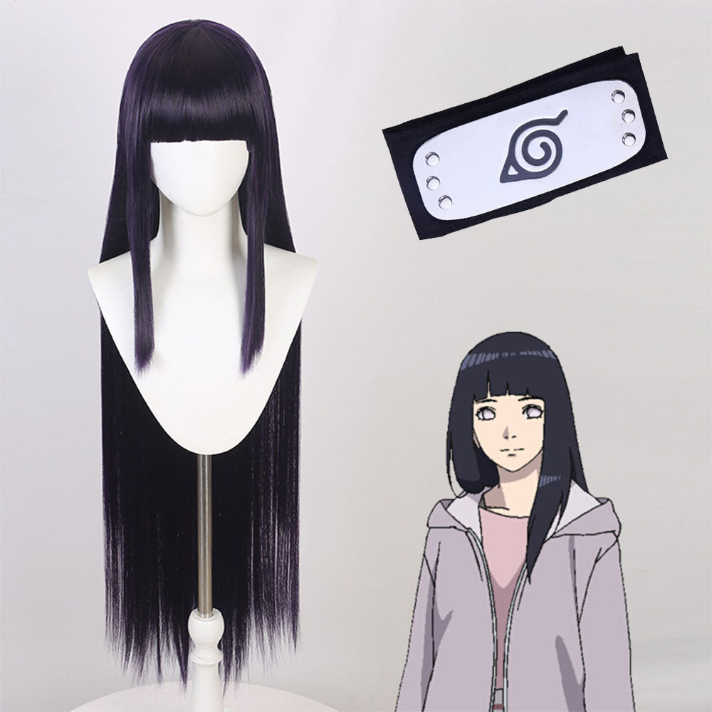 Anime Naruto Costume Hinata Cosplay Wig with Classic Ninja Headband