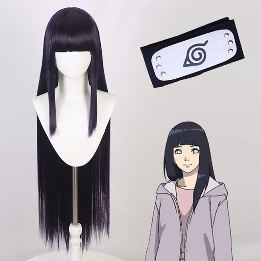 Anime Naruto Costume Hinata Cosplay Wig with Classic Ninja Headband