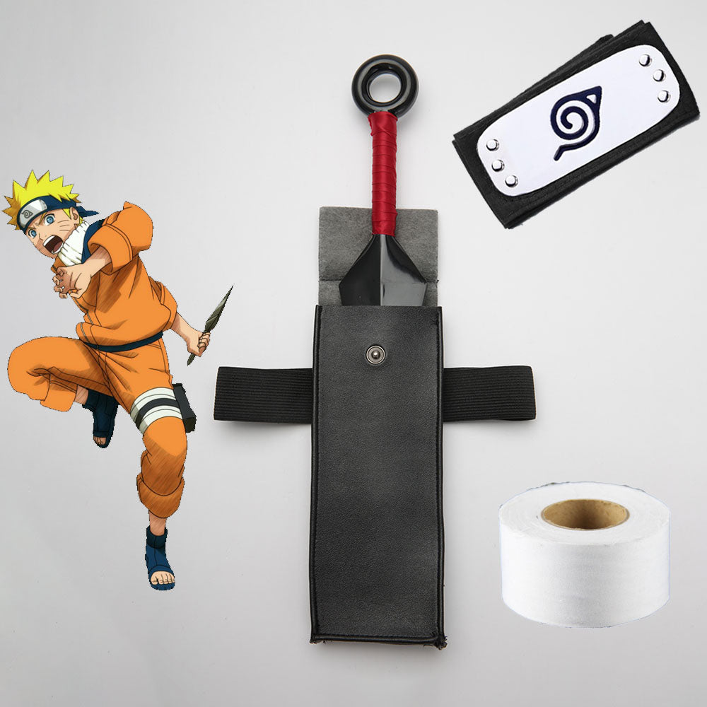 4PCS Naruto Costume Leaf Village Ninja Cosplay Leg Holster with Kunai Headband Accessories