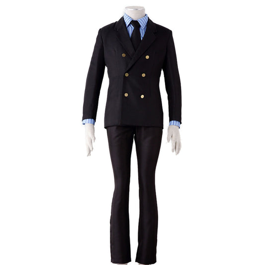 Anime Blond Black Leg Pirate Cook Gentleman Cosplay Costume Suit Kit Full Outfit