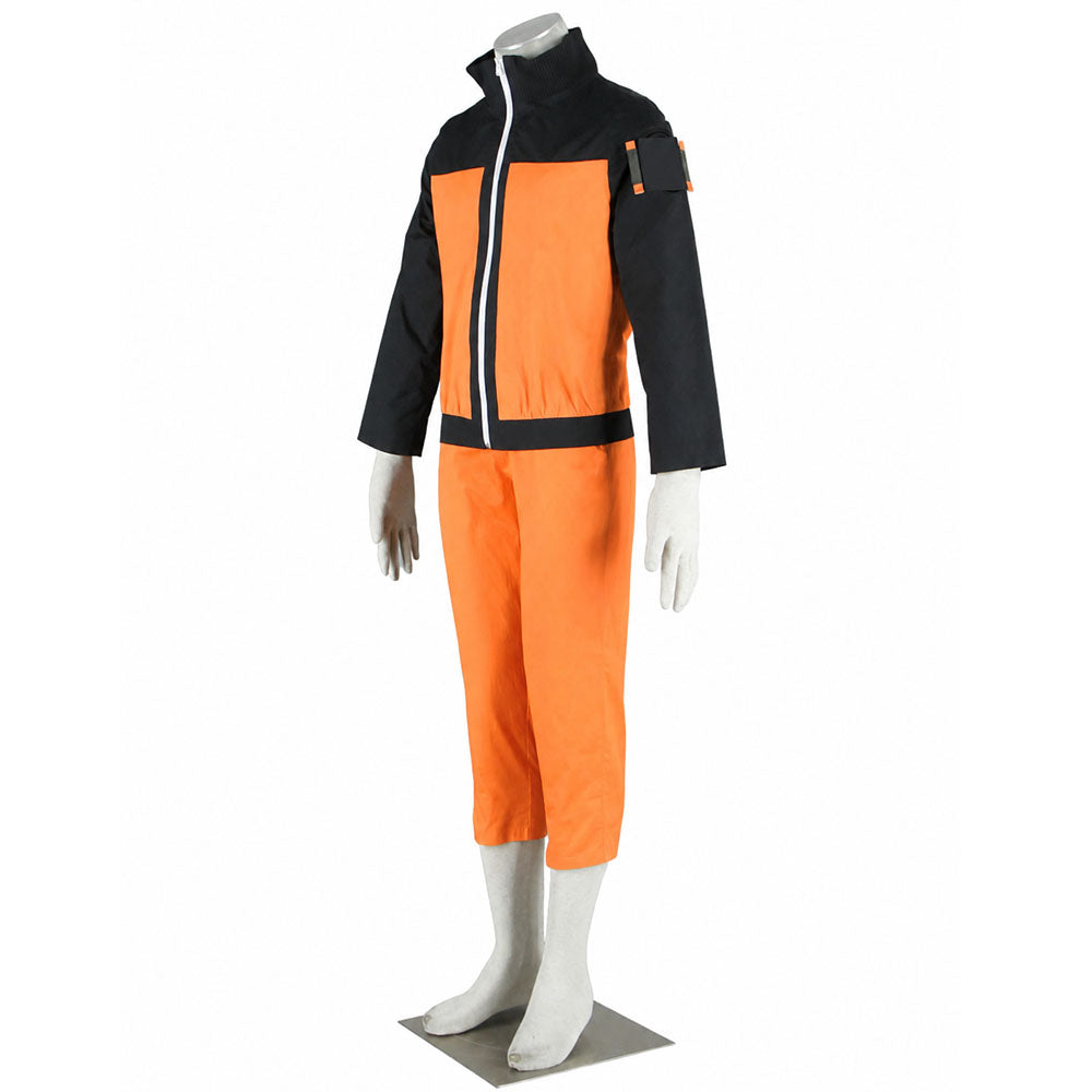 Anime Ninja Orange Black Outfit Costume with Wig Classic Ninja Headband for Men Kids