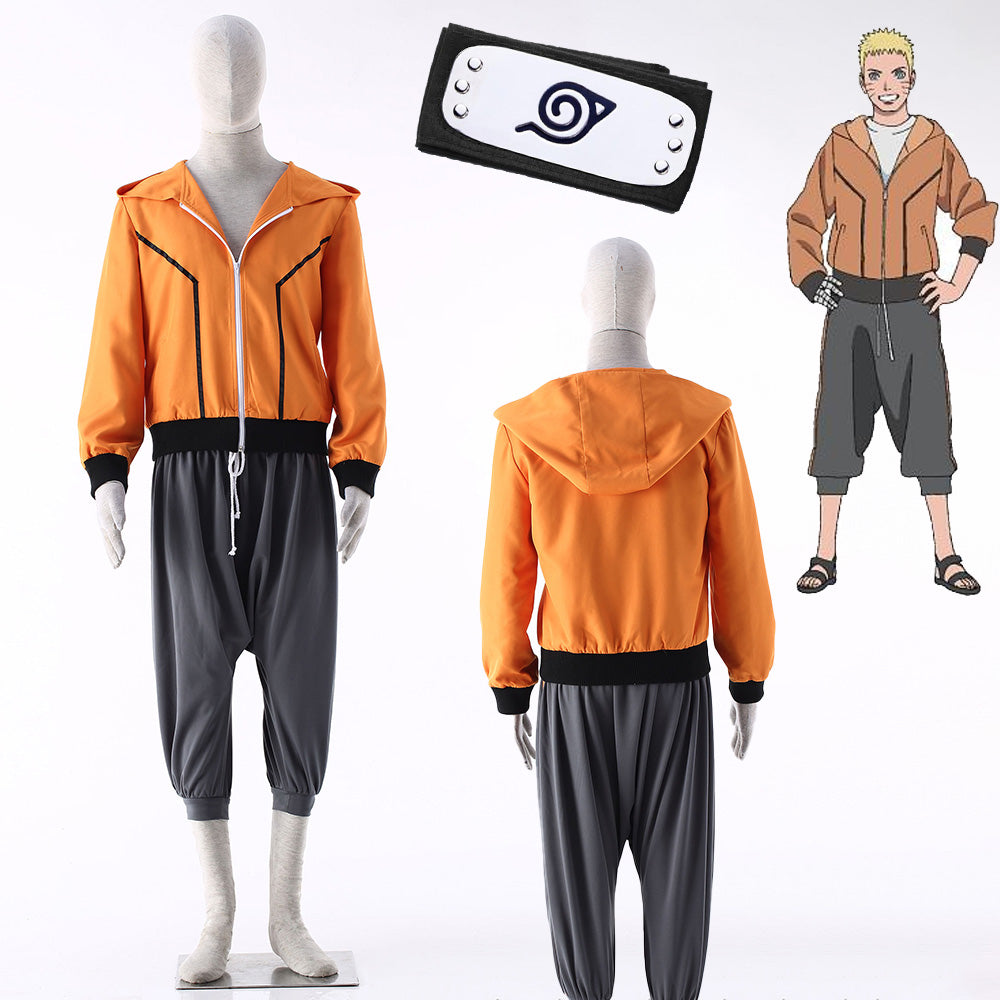 Anime Movie Naruto The Last Naruto Father Version Costume Outfit Kit for Men and Kids