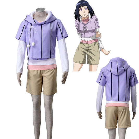 Anime Naruto Boruto Costume Hinata Mother Version Cosplay Uniform Kit for Women and Kids