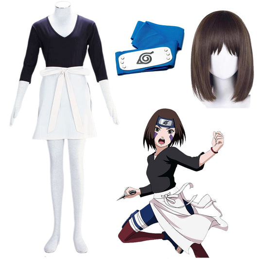 6 PCS Naruto Costume Rin Nohara Cosplay Outfit Kit with Wig for Women and Kids