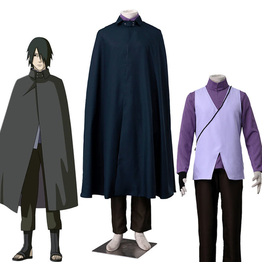 Anime Naruto Boruto Costume Sasuke Father Version Costume Outfit Kit for Men and Kids